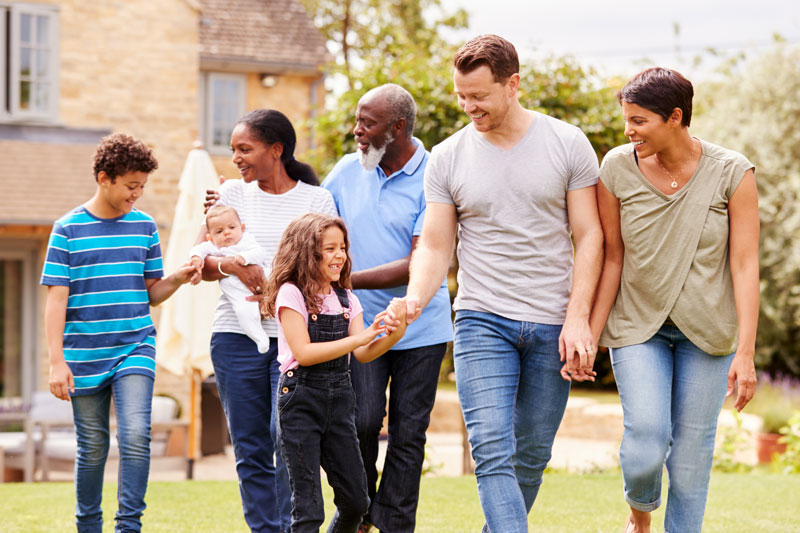 Photo of a family in a garden